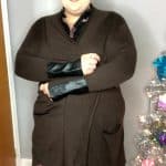 East Adeline Noelia Leather Trim Cardigan sleeves