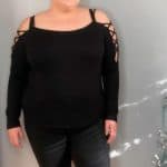 Goldray Iman Lace Up Shoulder Knit Top front