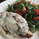 French onion chicken with arugula salad