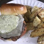 Caprese burger with Italian seasoned potatoes