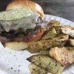 Caprese burger with Italian seasoned potatoes
