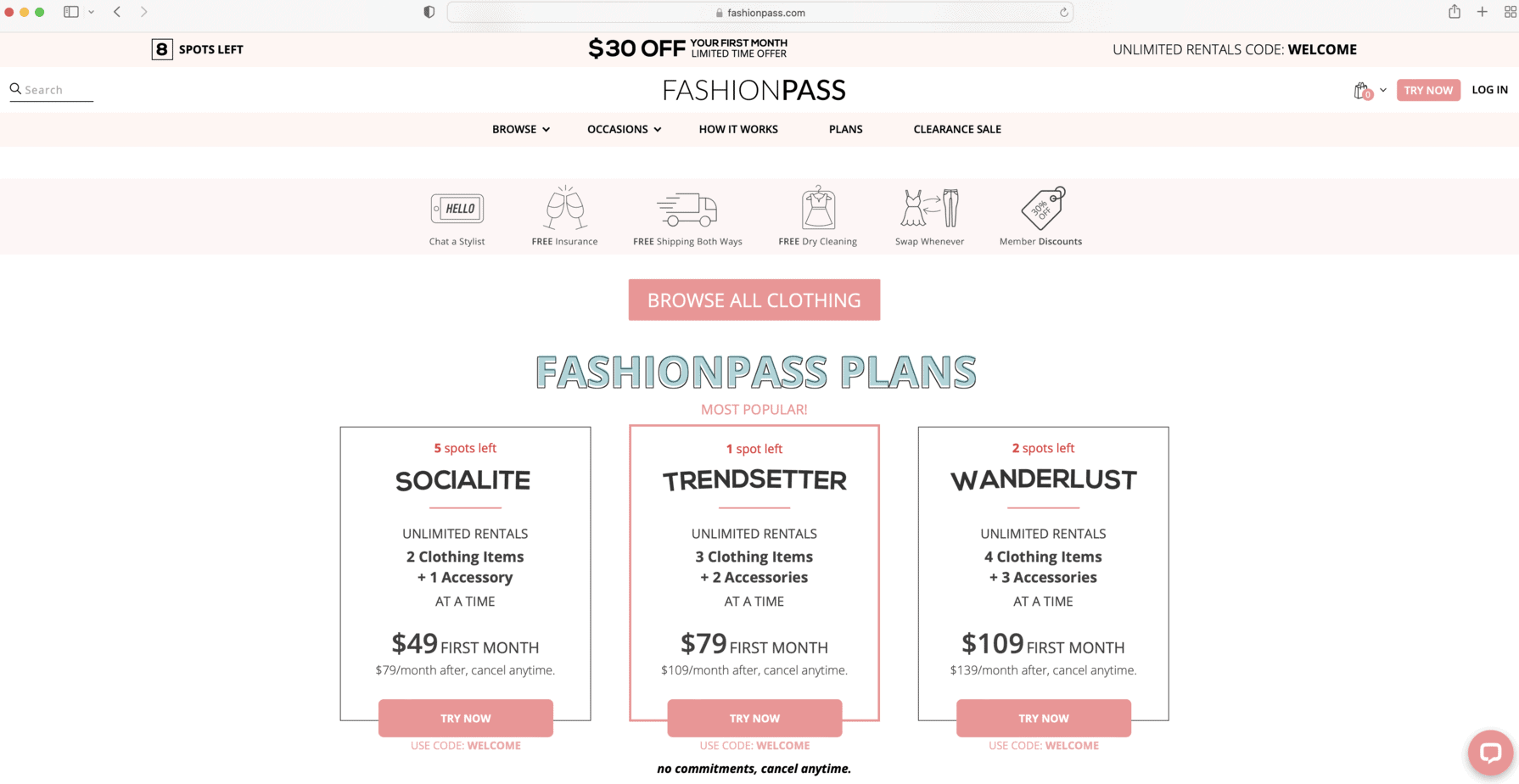 FashionPass membership tiers