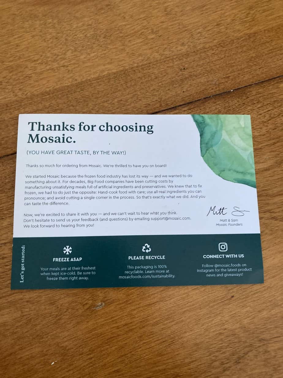 Mosaic welcome card