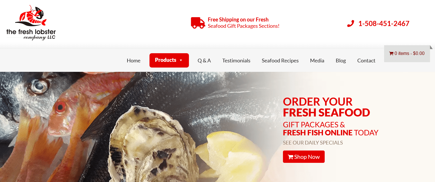 The Fresh Lobster Company website
