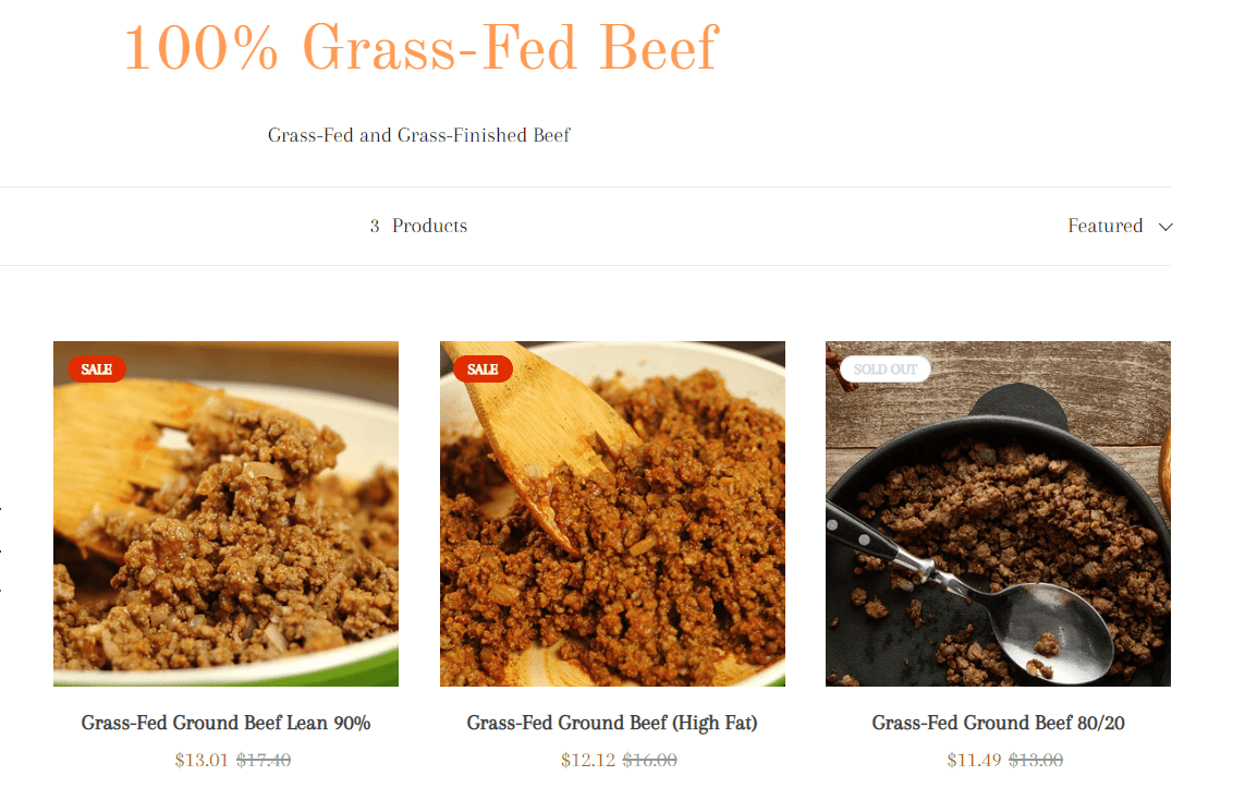 farms food market grass fed beef
