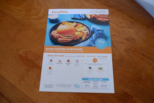 everyplate cajun chicken menu