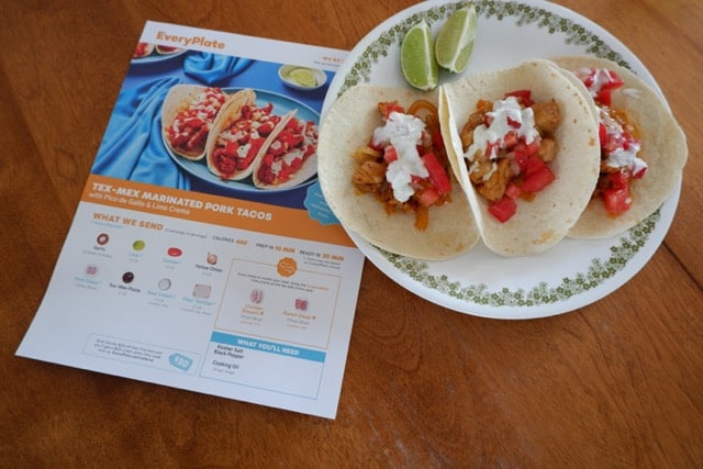 everyplate tex-mex-marinated pork tacos