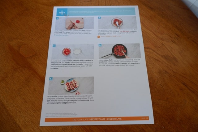 everyplate tex-mex marinated pork tacos menu steps